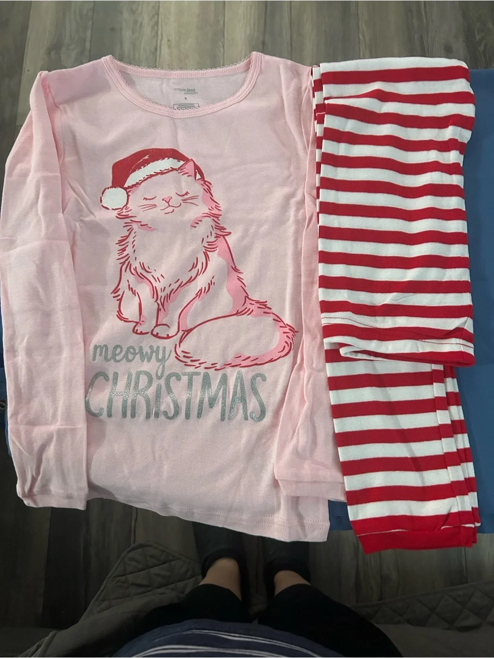 Holiday Meowy Christmas Kids Pajama Set - Pink & Red